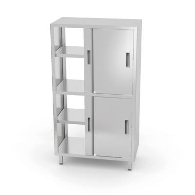 Průchozí skříňka s přepážkou a posuvnými dveřmi – přišroubovaná, HENDI, Kitchen Line, 800x500x(H)1800mm | 811634